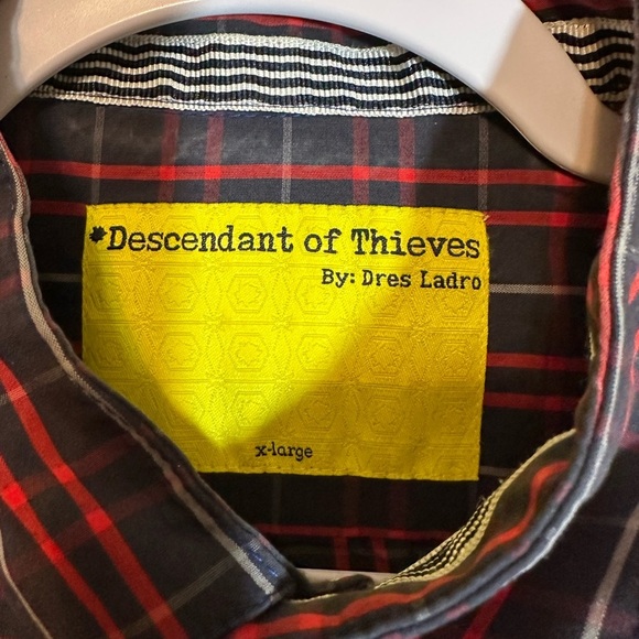 Descendant of Thieves Shirt Men's XL Red Blue Plaid‎ Limited Edition Button Down - Picture 2 of 5